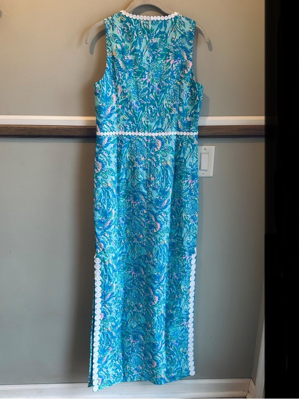 Lilly Pulitzer Ashler Stretch Maxi Dress Coral Of The Story Surf - Picture 2 of 5